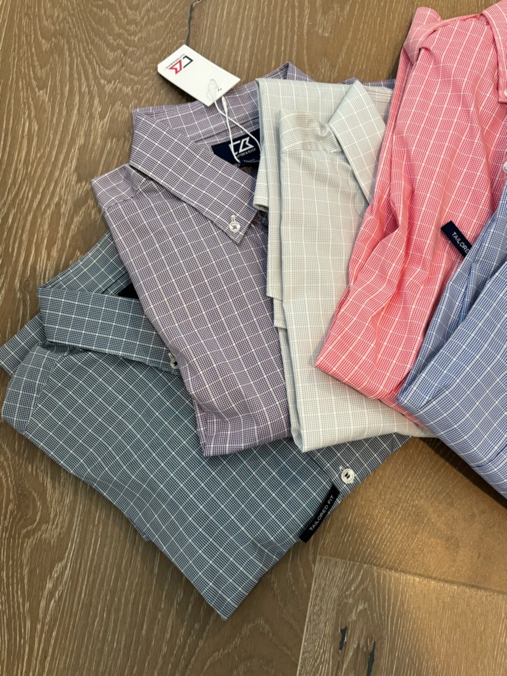 ALL NWT Long Sleeve Cutter & Buck Windowpane Check Button-Down Shirt - Picture 2 of 6